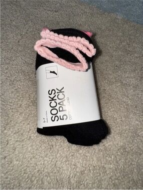 NWT AUTHENTIC H&M 5-PACK BLACK SOCKS WITH FRILLY TOP SIZE 5-7